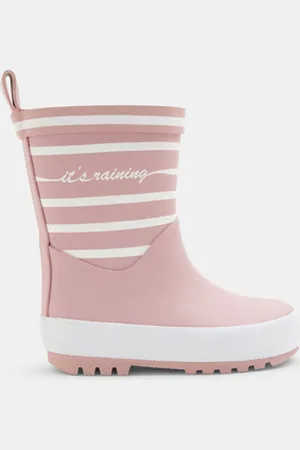 Obaïbi Bottes de pluie rayées roses bébé fille