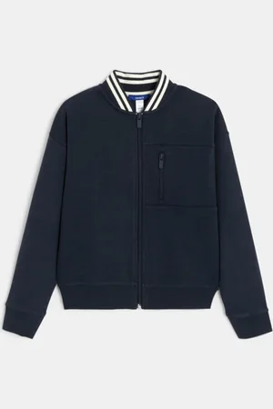 Okaïdi Sweat zippé en molleton bleu marine Garçon