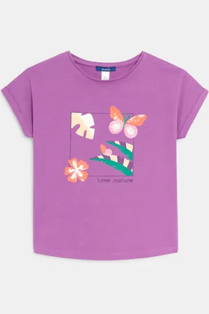 Okaïdi T-shirt manches courtes à sequins violet Fille