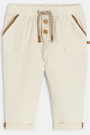 Obaïbi Pantalon coton léger beige bébé garçon