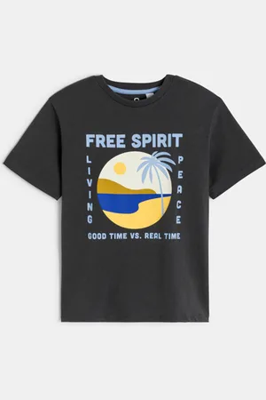 Okaïdi T-shirt manches courtes motif placé gris Garçon