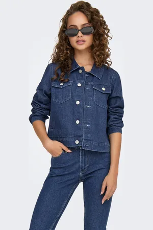 Veste En Jean ONLY Carmakoma Pour Femme - Col En V, Manches Longues, 75% Coton - Mi-Saison