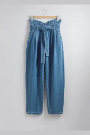 & OTHER STORIES Pantalon Large À Taille Haute Froncée En Jean - , 34
