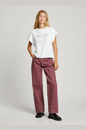 Pepe Jeans Jean coupe large, taille haute - berry