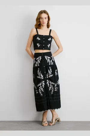 Pepe Jeans Jupe midi brodée en popeline