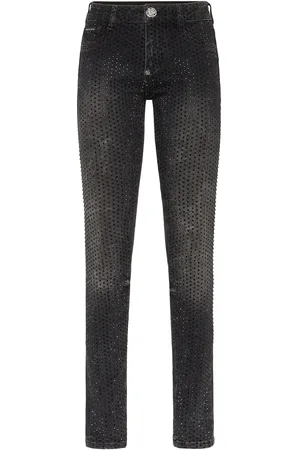 Philipp Plein Denim Jegging Fit Trousers Strass