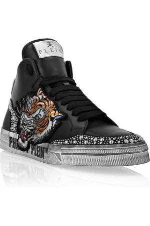 Philipp Plein Leather Hi-Top Sneakers Retrokickz Tiger