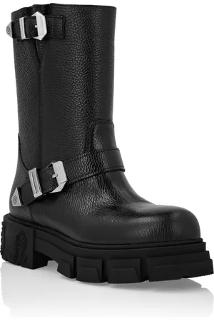 Philipp Plein Deer Leather Boots Flat High Gothic Plein