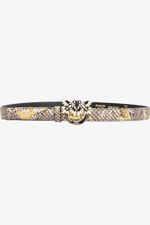 Pinko Fine ceinture avec boucle Love Birds en reptile lamé de 2 cm Galleria, , XS