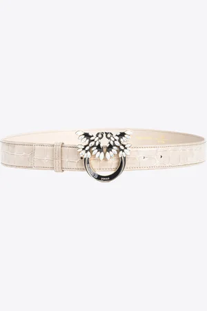 Pinko Ceinture avec boucle Love Birds en croco brillant de 3 cm Galleria, , XS