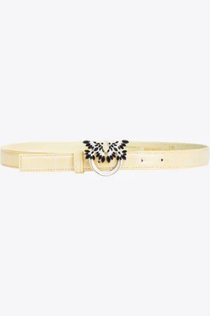 Pinko Fine ceinture avec boucle Love Birds en croco brillant de 2 cm Galleria, , M