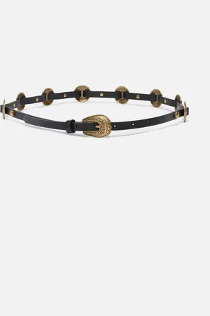 Pinko Ceinture fine avec plaques en métal gravées de 1 cm, , L