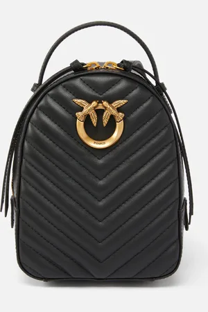 Pinko Minisac à dos Love Bag en cuir matelassé, Noir-vieil or, U