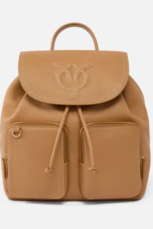 Pinko Sac à dos multipoche en cuir foulonné, Nougat-or antique, U