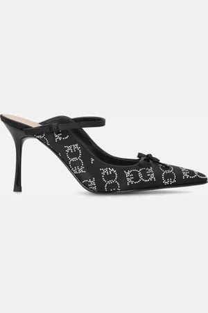 Pinko Mules à talon en satin et strass, , 41