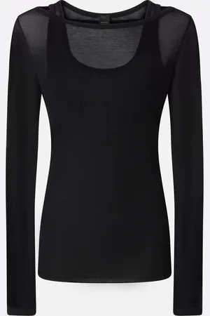 Pinko T-shirt léger à manches longues en jersey effet gaze, , M