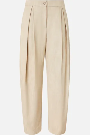 Pinko Pantalon large à plis en toile, Beige