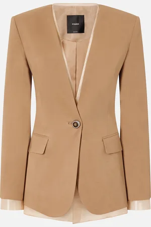 Pinko Blazer élégant en lin et organza de soie, Marron