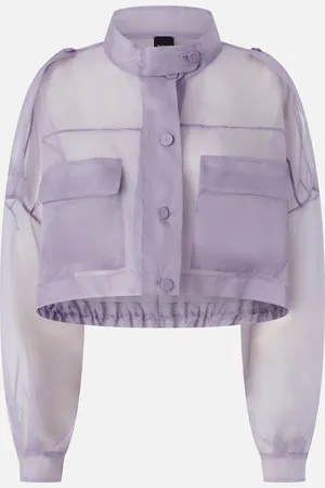 Pinko Petite veste cropped en organza de soie transparent, , 42