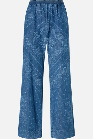 Pinko Pantalon large en denim léger à imprimé bandana, , 36