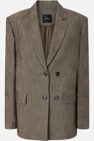 Pinko Blazer boutonné en toile, Marron