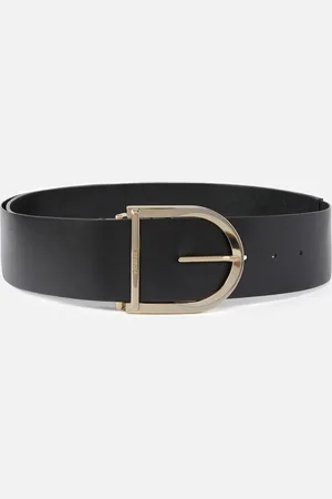 Pinko Ceinture large en cuir et cuir nappa de 6 cm à maxi boucle, , S