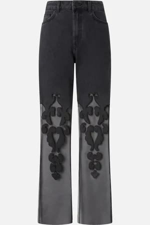 Pinko Jean noir large avec organza transparent, , 26