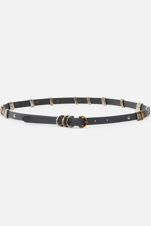 Pinko Fine ceinture en cuir de 1,5 cm avec anneaux en métal, , S