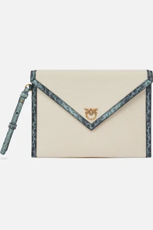 Pinko Canvas handbag with printed leather trim, , U