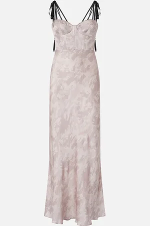 Pinko Robe longue en satin avec imprimé chevaux Reimagine X Patrick McDowell, , 42