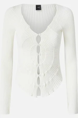 Pinko Cardigan côtelé ajusté à motif soleil, , L