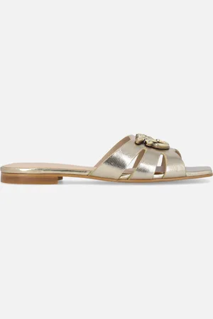 Pinko Mules ouvertes en cuir nappa lamé, , 41