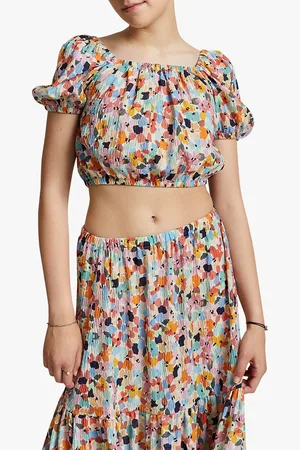 Indee Crop top imprimé avec col élastiqué