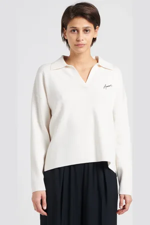 Maison Labiche Pull Col V à revers en coton mélangé