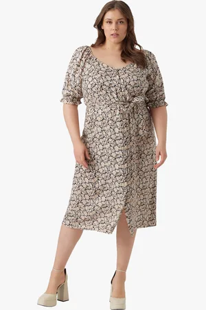 VERO MODA Robe midi en viscose imprimée