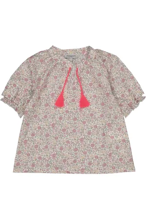 Petite Lucette Blouse col tunisien imprimée en coton bio