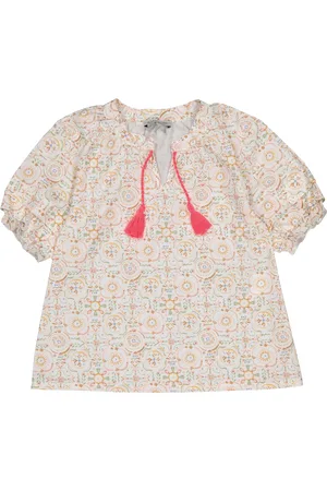 Petite Lucette Blouse col tunisien imprimée en coton bio