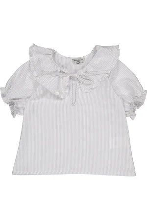 Petite Lucette Blouse col claudine rayée en coton bio