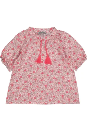 Petite Lucette Blouse col tunisien imprimée en coton bio