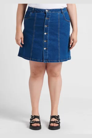 VERO MODA Jupe courte denim en coton mélangé