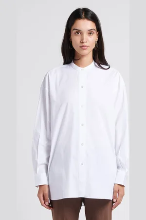 THEORY Chemise ample col mao en coton