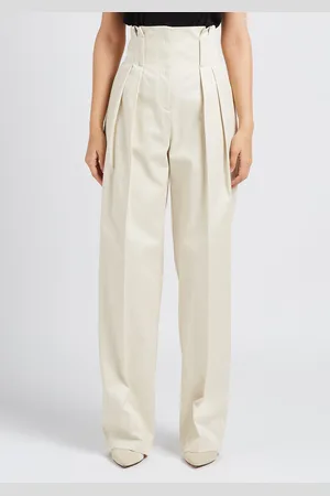 IRO Pantalon droit taille haute à pinces en coton