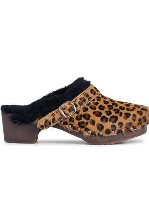 BOSABO Sabots fourrés en cuir léopard
