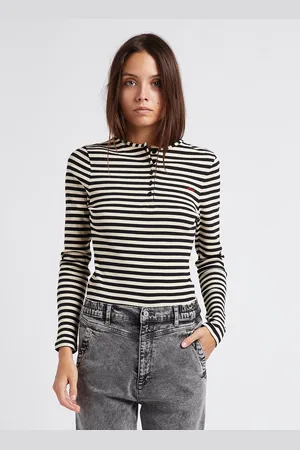 Maison Labiche Pull col rond à rayures en coton bio mélangé