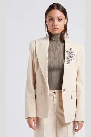 Twin-Set Veste col tailleur à sequins et perles en coton