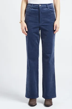 Antik Batik Pantalon droit taille haute en coton mélangé