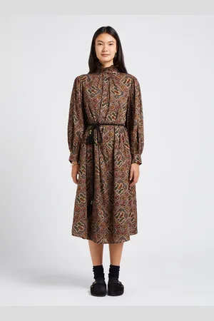 Antik Batik Robe longue droite Col Victorien en coton