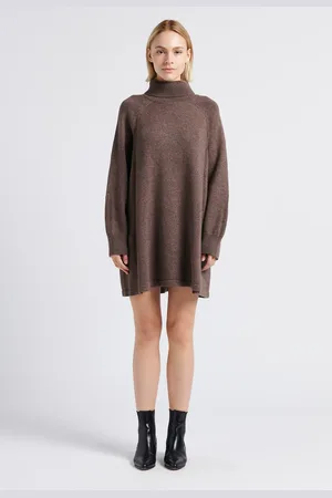 Bash Robe courte col roulé en laine et coton