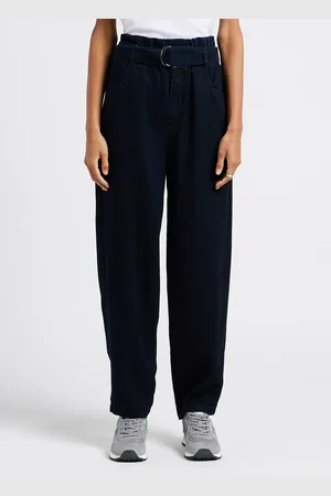 The New Society Pantalon droit taille haute ceinturé