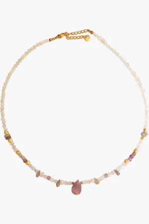 Ginandger Colllier pierre de lune et fluorite